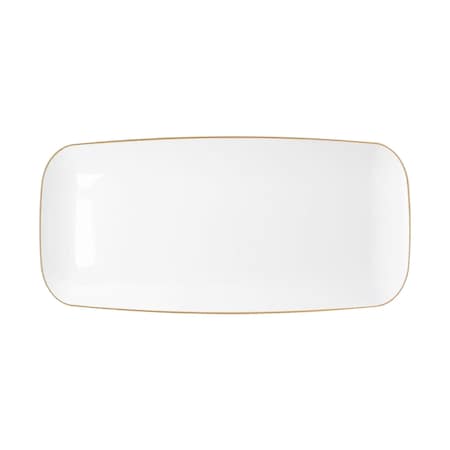 Smarty Had A Party 106 x 5 Clear with Gold Rim Flat Raised Edge Rectangular Disposable Plastic Plates, 120PK 9311CLG-CASE